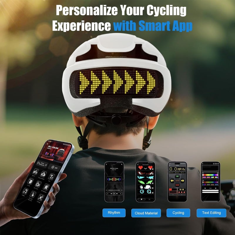 asteron Bike Helmet, Bicycle Helmets with Light, 360° High Visibility LED Display, Lightweight Adjustable Mountain Bike Helmet with Turn Signals, Smart APP Controlled, Helmets for Adults, Youth, Men & Women - Image 3